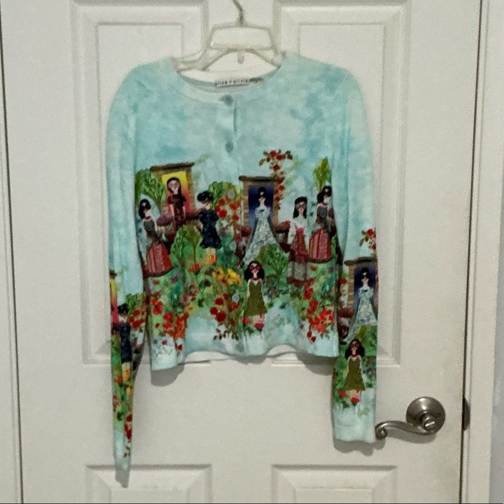 Alice + Olivia Garden Portrait Cardigan size s worn once!